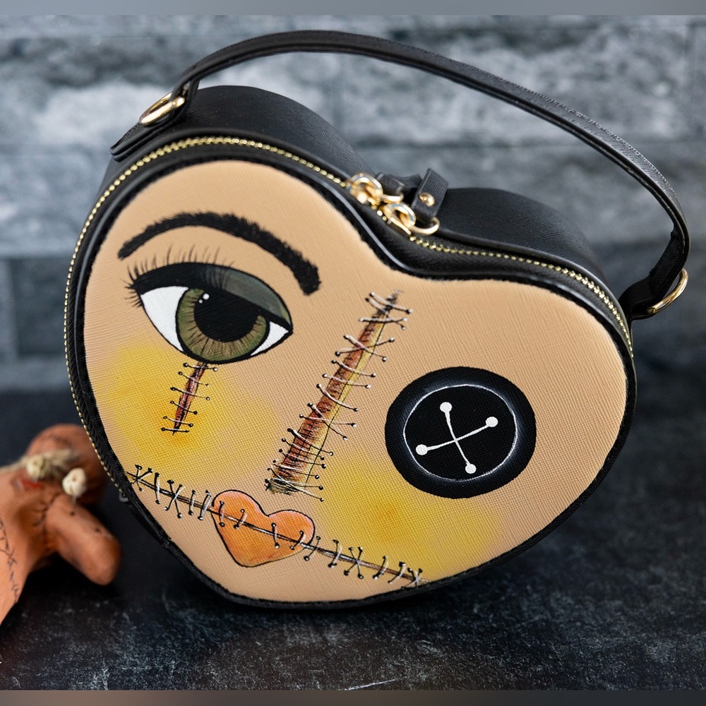 Original Hand Painted Voodoo Doll Purse with Crossbody Strap